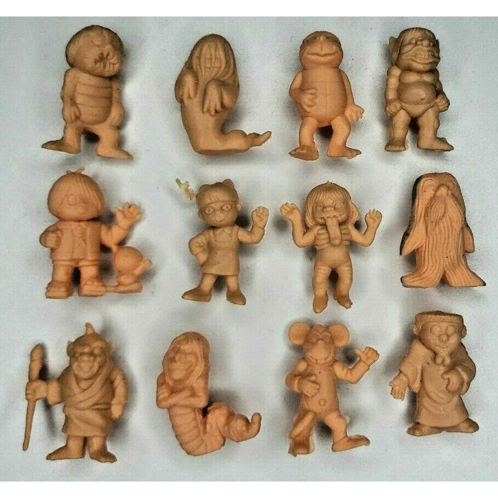 Vintage 12 Weird Monster Disfigured Lucky Yuckies Set Vending Toy Prizes NOS 45